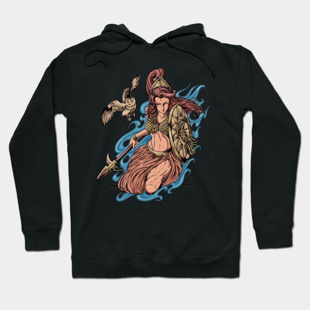 Goddess of Greek mythology - Minerva Athena Hoodie by Modern Medieval Design